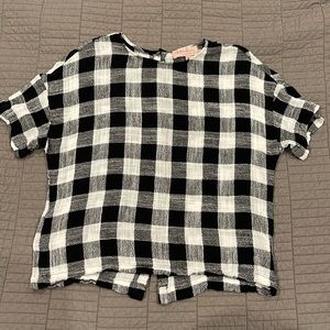Philosophy Linen Blend Gauzy Checked Top M